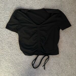 Women’s Medium SHEIN Black Drawstring Crop Top